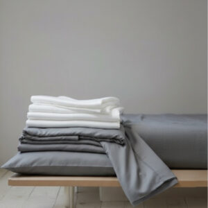 White & Steel grey bamboo duvet set